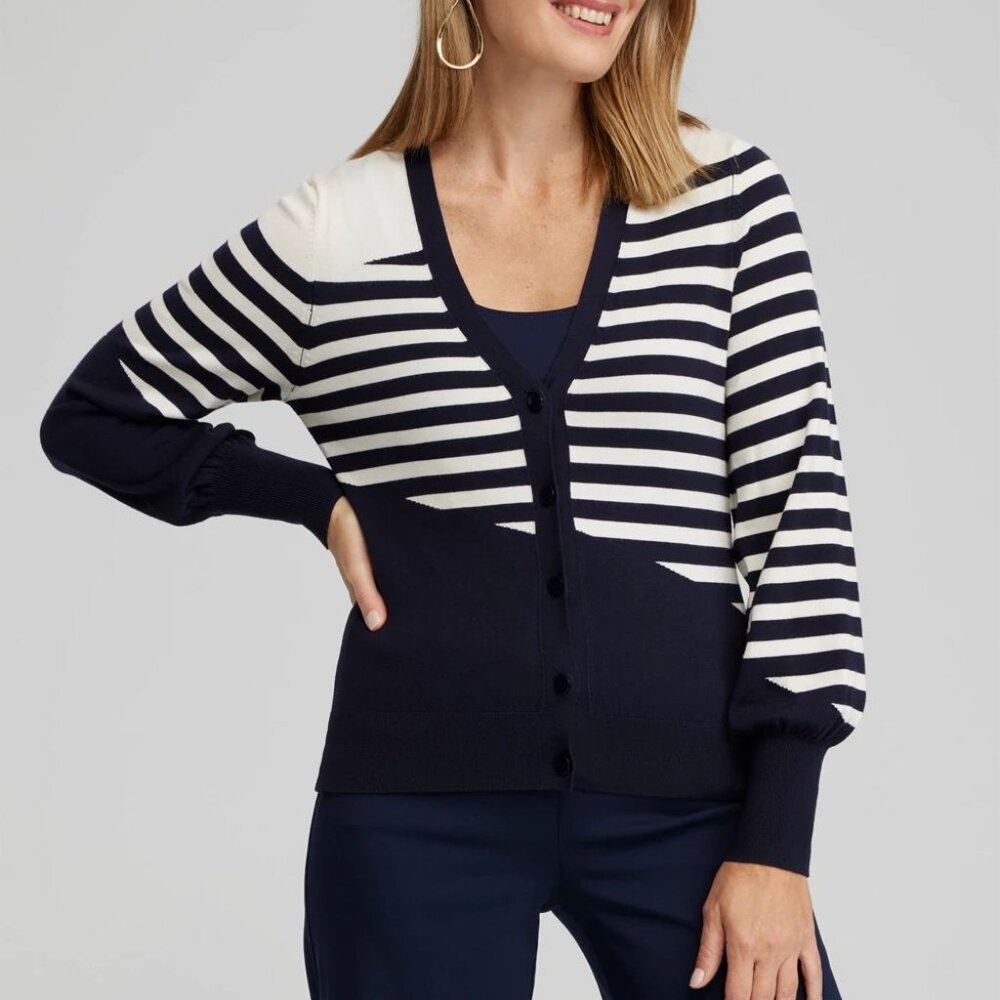 Mixed Striped Cardigan Sweater Sz S